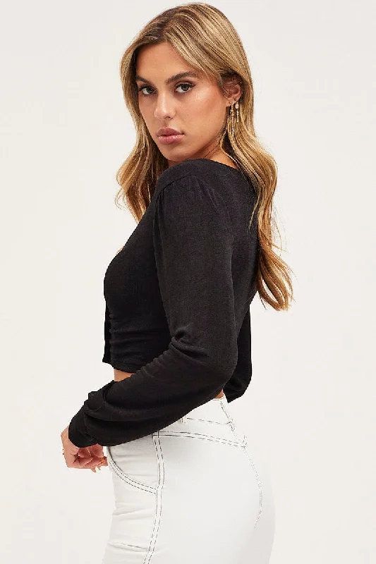 Black Slinky Shirt Long Sleeve