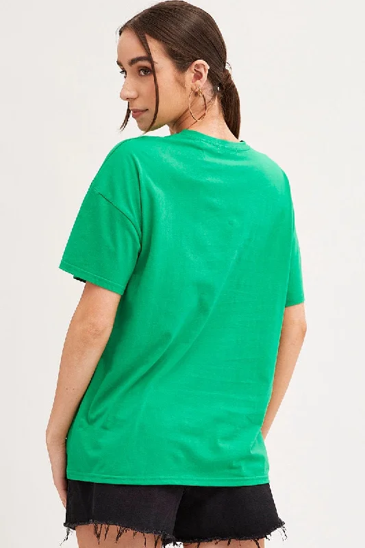 Green Oversized T-Shirt Embroidered