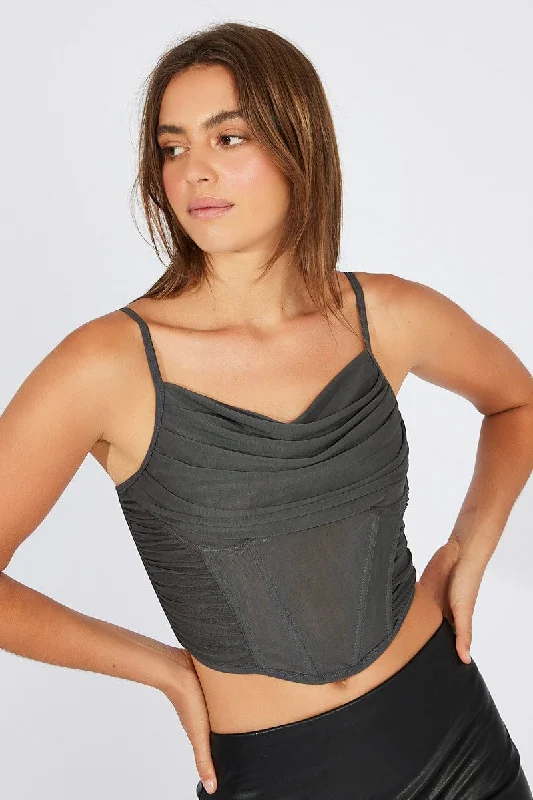 Grey Corset Top Crop