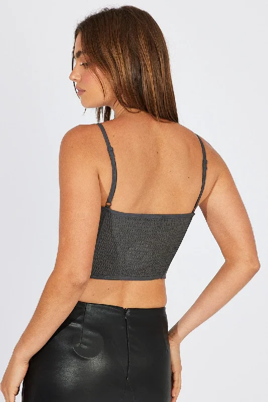 Grey Corset Top Crop