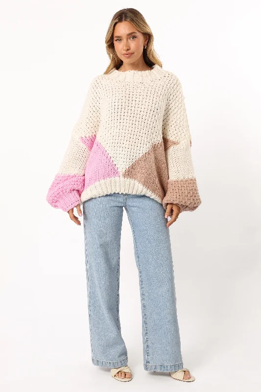 Koda Pattern Knit Sweater - Pink Multi