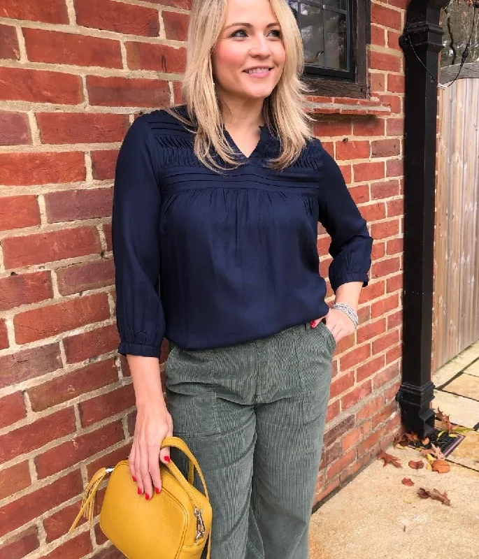 Navy Brakeburn Pleated Blouse