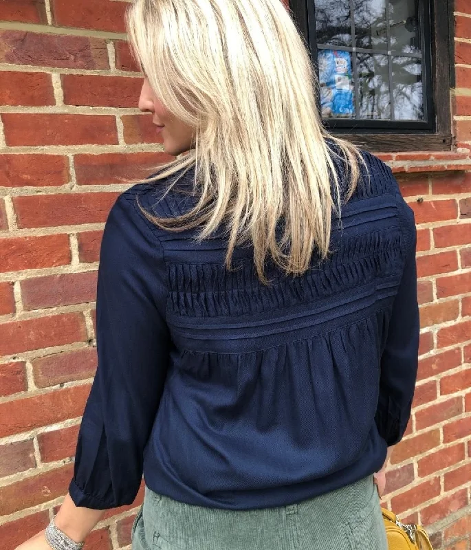 Navy Brakeburn Pleated Blouse