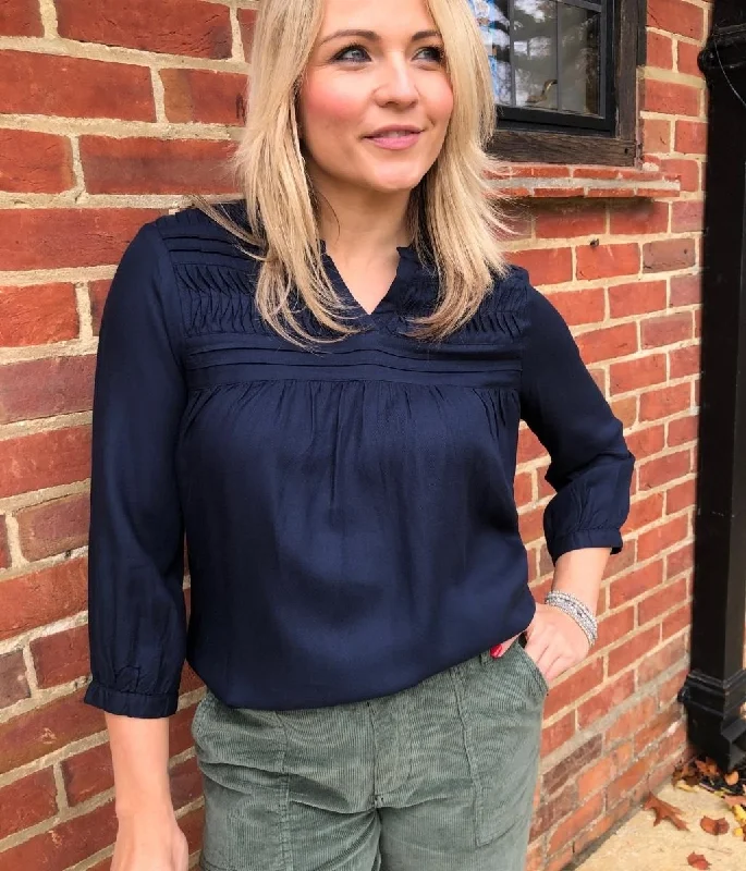 Navy Brakeburn Pleated Blouse