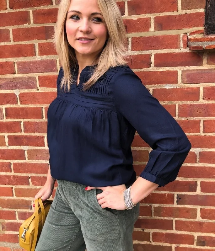 Navy Brakeburn Pleated Blouse