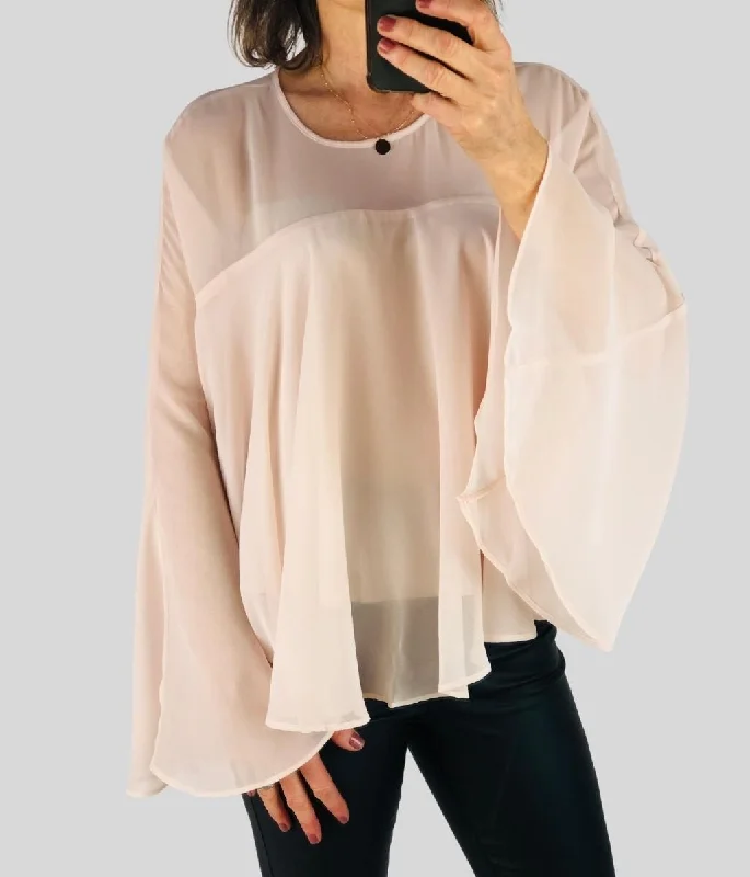 Pink Trophy Sleeve Drape Blouse