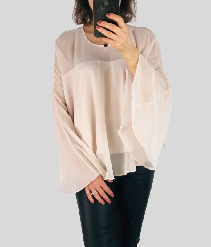 Pink Trophy Sleeve Drape Blouse