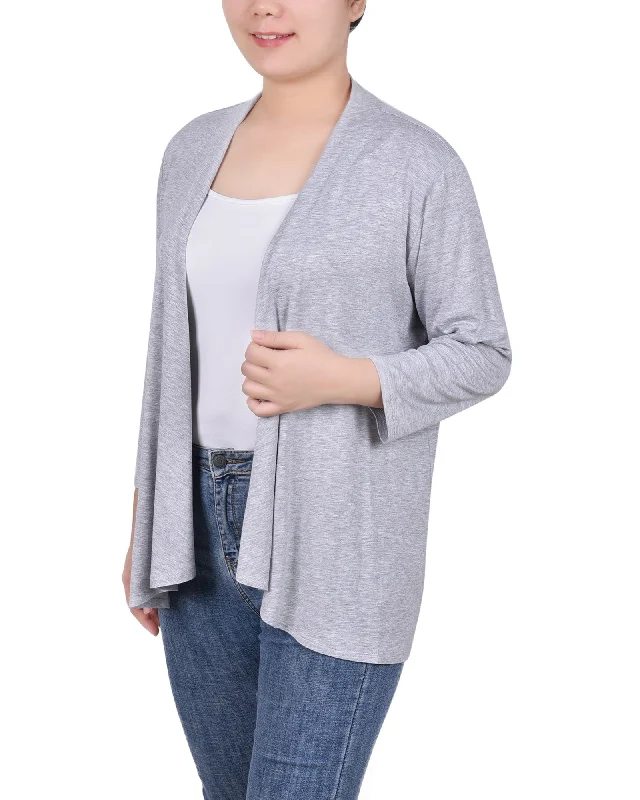 3/4 Sleeve Solid Cardigan