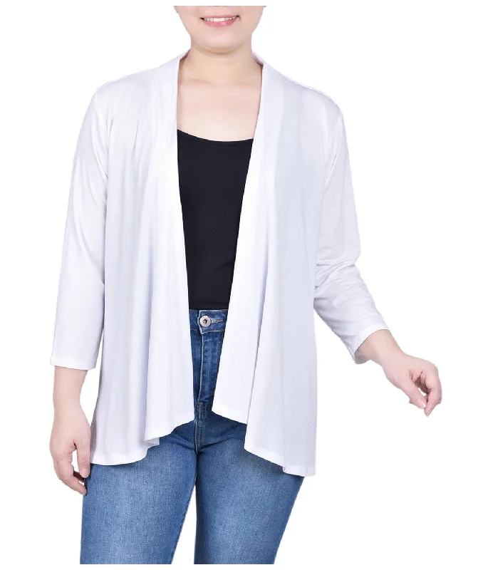 3/4 Sleeve Solid Cardigan