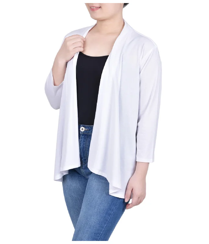 3/4 Sleeve Solid Cardigan