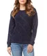 Aspen - Long Sleeve Crew Neck Pullover Sweater With Diamond Pointelle Stitch Detail