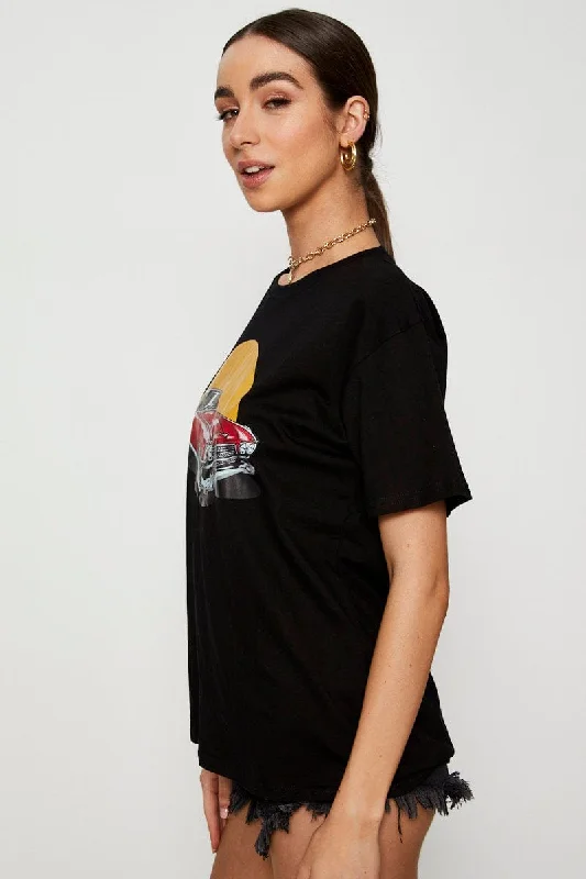 Black Graphic T Shirt Short Sleeve