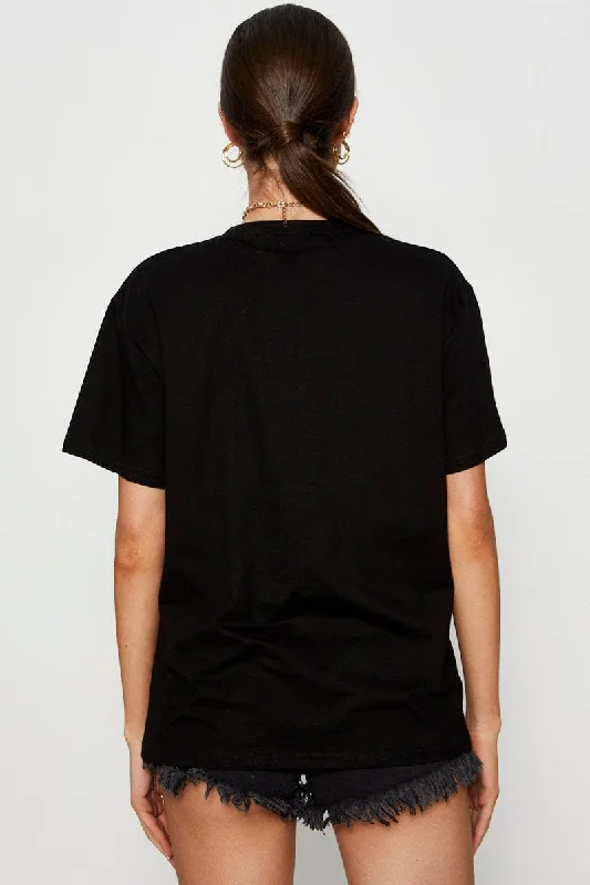 Black Graphic T Shirt Short Sleeve