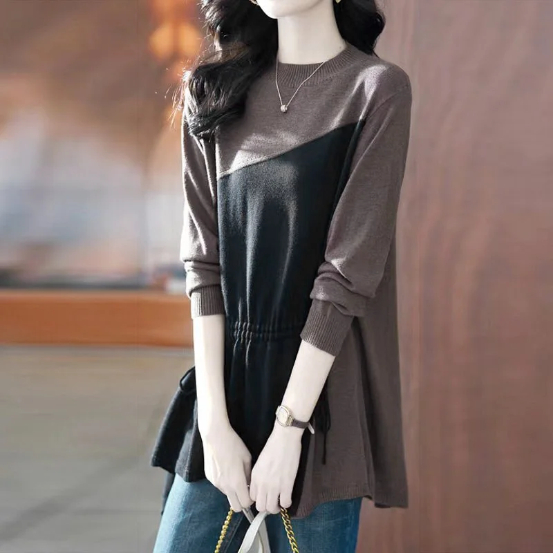 Black Knitted Casual Plain Sweater