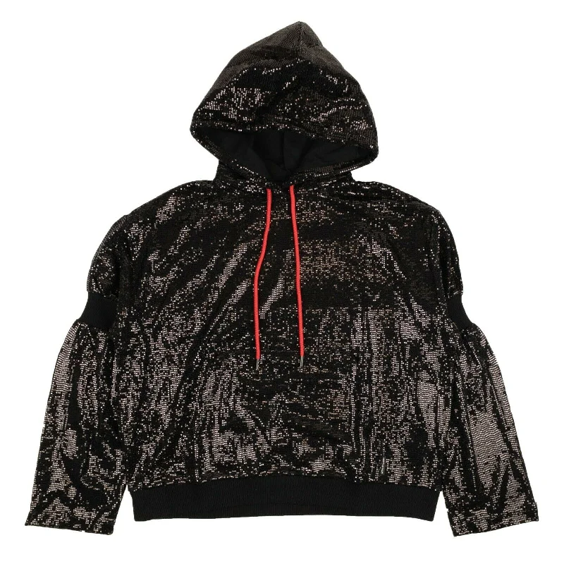 Black Sequin Pullover Hoodie