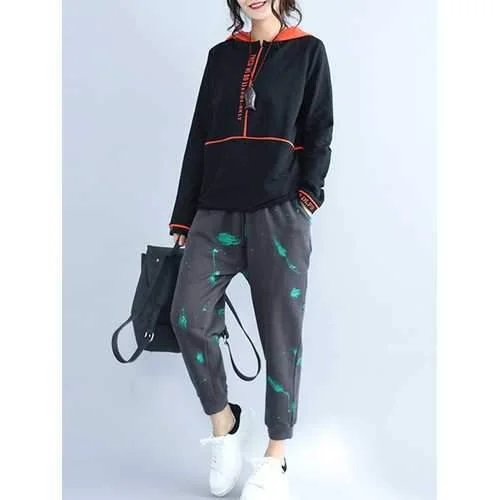 Plus Size Casual Women Print Sport Sweatshirt