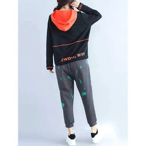 Plus Size Casual Women Print Sport Sweatshirt