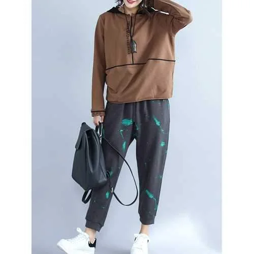 Plus Size Casual Women Print Sport Sweatshirt