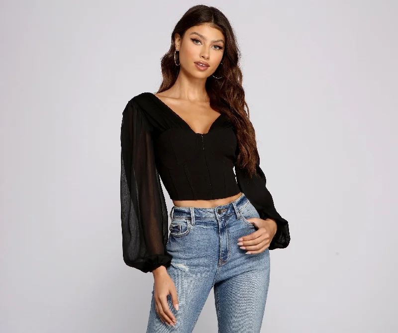 MegaBetty - Chic Babe Long Sleeve Corset Blouse