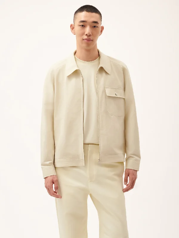 DNA Cotton Linen Harrington Jacket—travertine beige