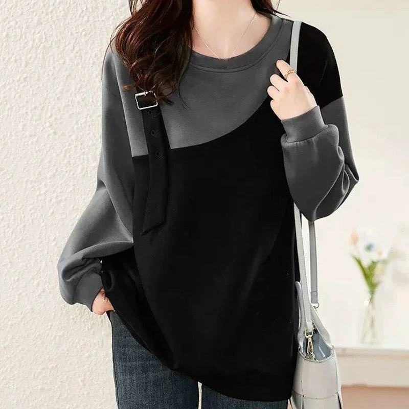 Gray Shift Casual Paneled Sweatshirt