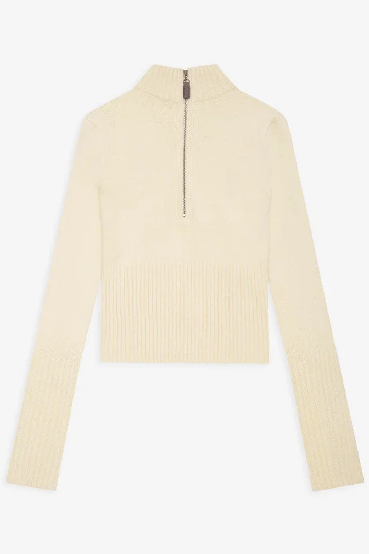 Maverick Cloud Knit Half Zip Sweater - French Vanilla