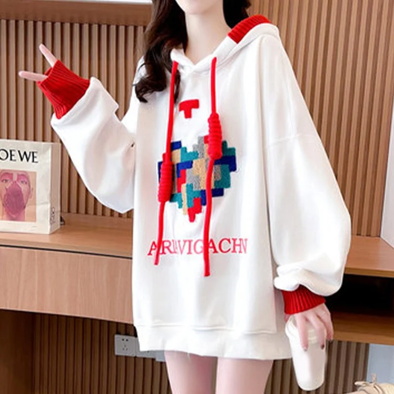 Paneled Cotton-Blend Geometric Long Sleeve Sweatshirt