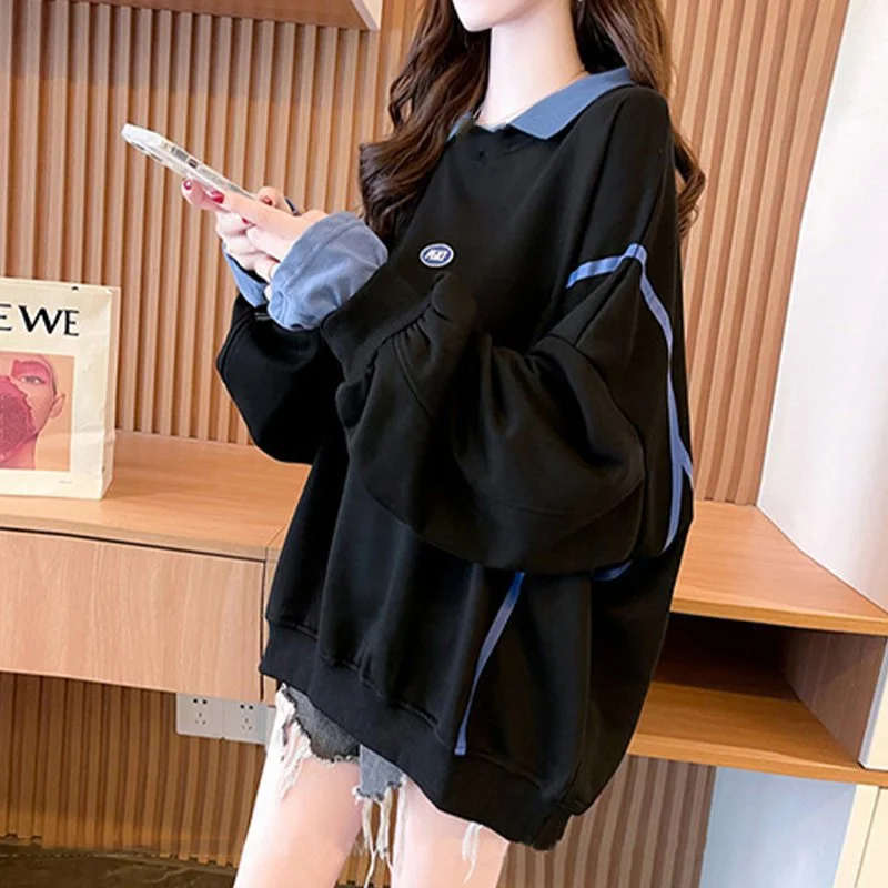 Paneled Long Sleeve Shift Sweatshirt