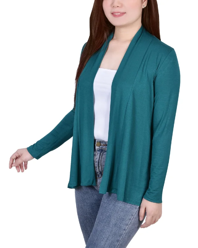 Petite Solid 3/4 Sleeve Cardigan