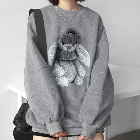 Printed Shift Cartoon Long Sleeve Sweatshirt