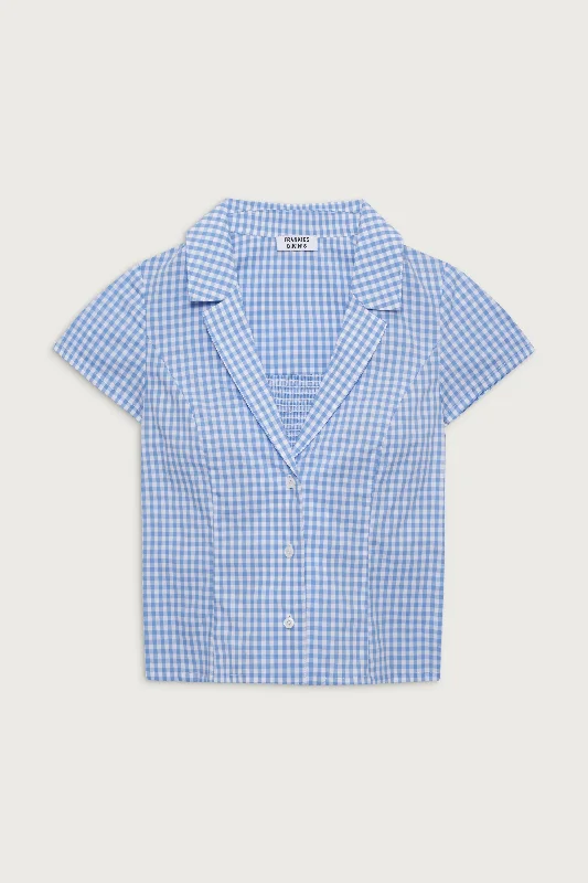 Raleigh Cotton Button Up Shirt - Cloud Gingham