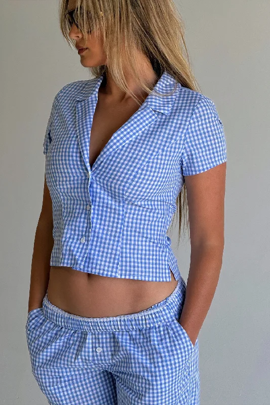 Raleigh Cotton Button Up Shirt - Cloud Gingham