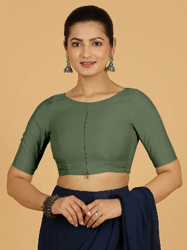 Sushma x Rozaana | Regular Sleeves Saree Blouse in Hunter Green