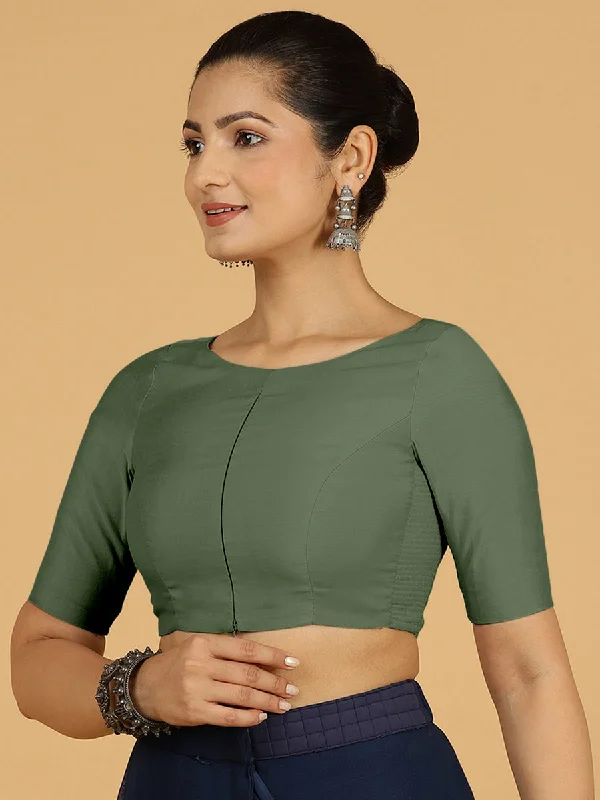 Sushma x Rozaana | Regular Sleeves Saree Blouse in Hunter Green