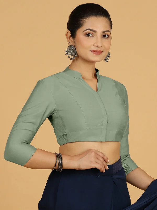 Maya x Rozaana | Three Quarter Sleeves Saree Blouse in Mint Green