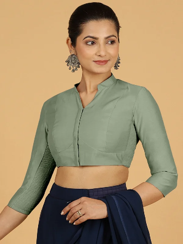 Maya x Rozaana | Three Quarter Sleeves Saree Blouse in Mint Green