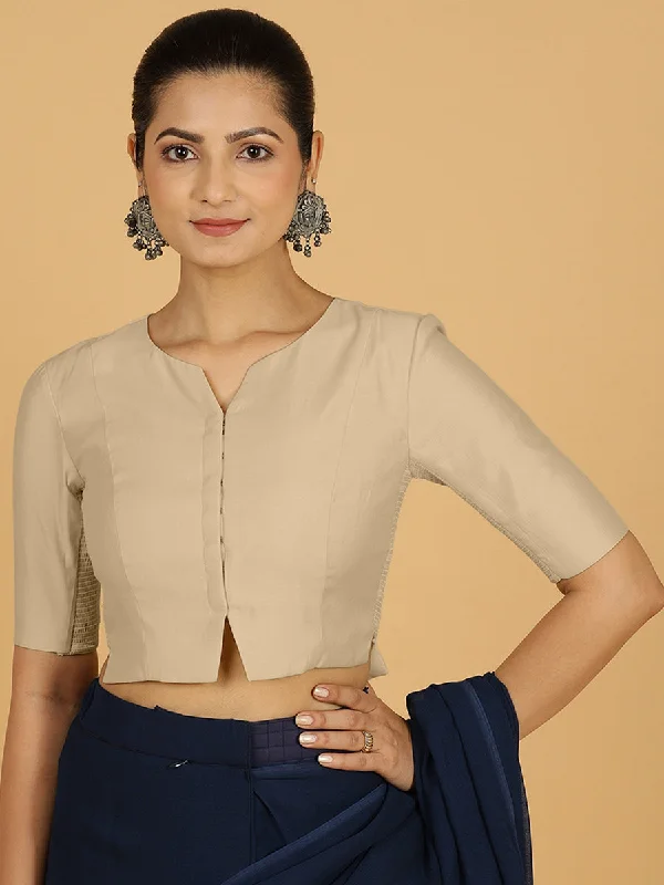 Rekha x Rozaana | Long Saree Blouse in Oyster Grey