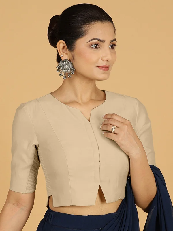 Rekha x Rozaana | Long Saree Blouse in Oyster Grey