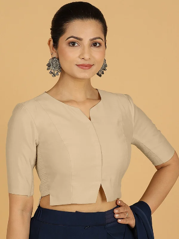 Rekha x Rozaana | Long Saree Blouse in Oyster Grey