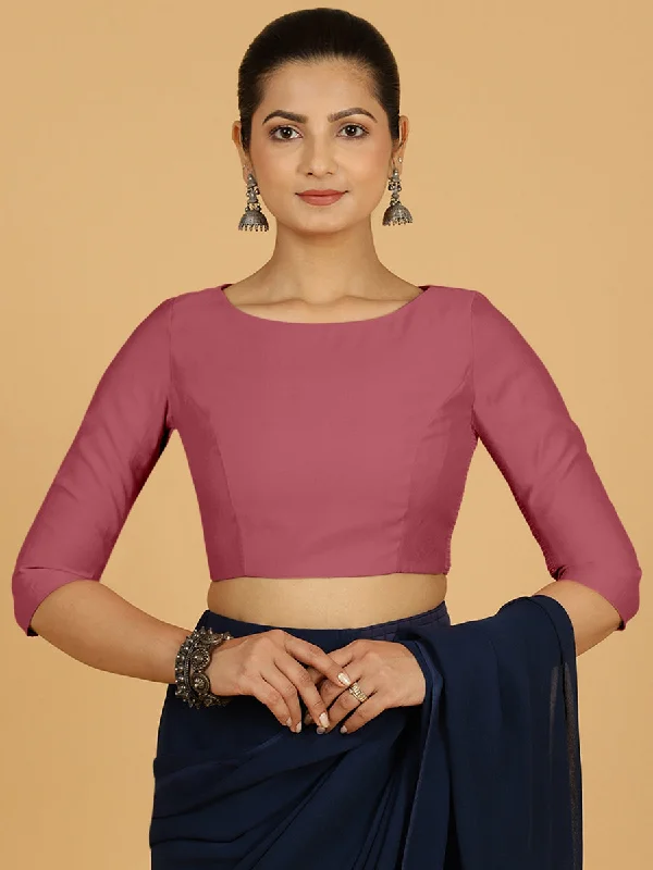 Tamanna x Rozaana | Three Quarter Sleeves Saree Blouse in Rose Pink