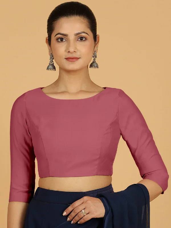 Tamanna x Rozaana | Three Quarter Sleeves Saree Blouse in Rose Pink