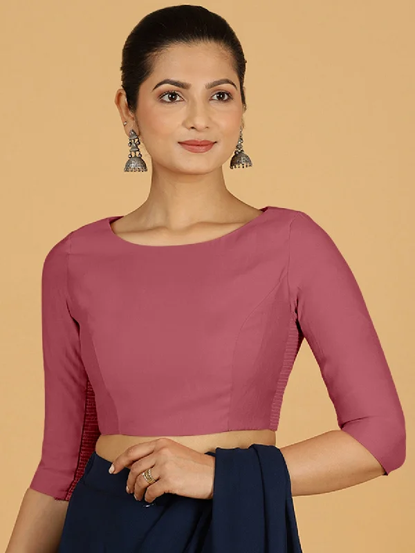 Tamanna x Rozaana | Three Quarter Sleeves Saree Blouse in Rose Pink