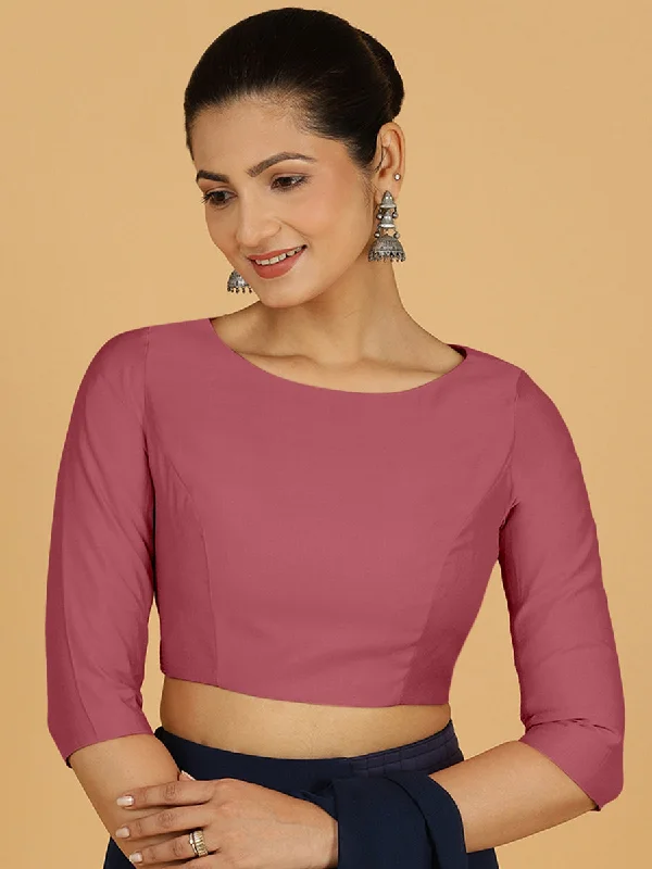 Tamanna x Rozaana | Three Quarter Sleeves Saree Blouse in Rose Pink