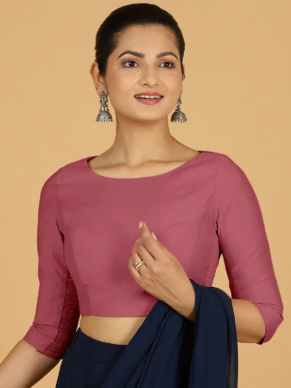 Tamanna x Rozaana | Three Quarter Sleeves Saree Blouse in Rose Pink