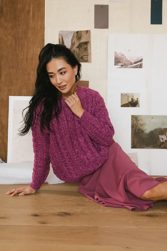 Annie Cable Knit Sweater in Pink