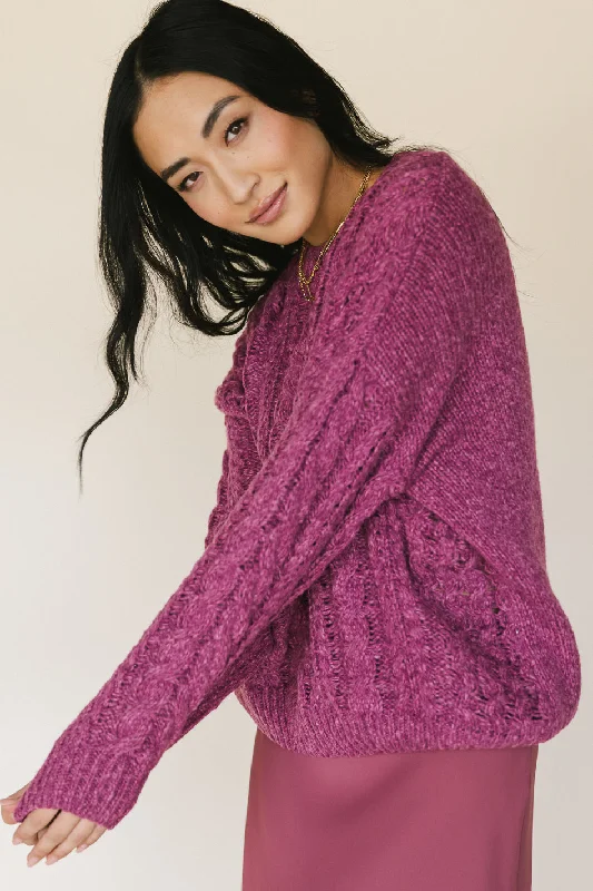 Annie Cable Knit Sweater in Pink