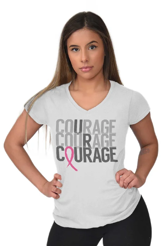 Breast Cancer Awareness Junior Fit V-Neck T Shirt