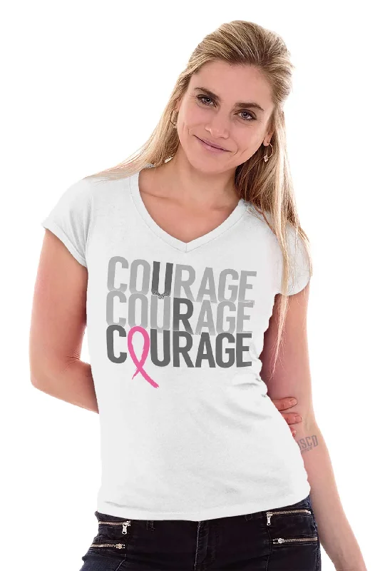 Breast Cancer Awareness Junior Fit V-Neck T Shirt