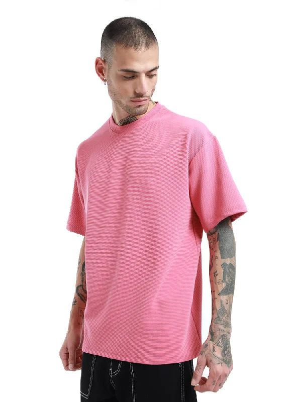 Oversized Pink Textured T-shirt