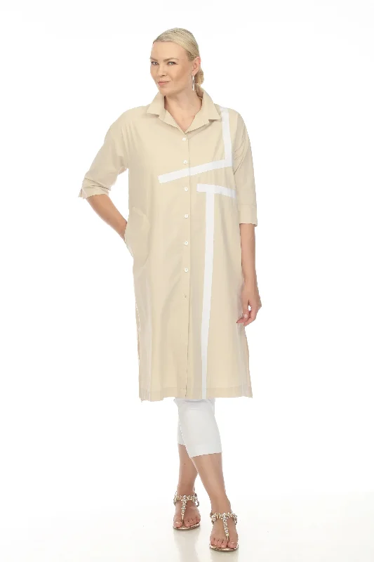 T4535 Cotton Poplin Dress-Khaki